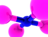 Abstraktná molekula v ružovej a modrej farbe