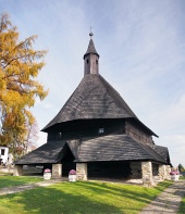 Drevený kostol v meste Tvrdošín na Slovensku
