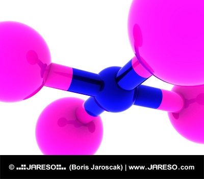 Abstraktná molekula v ružovej a modrej farbe